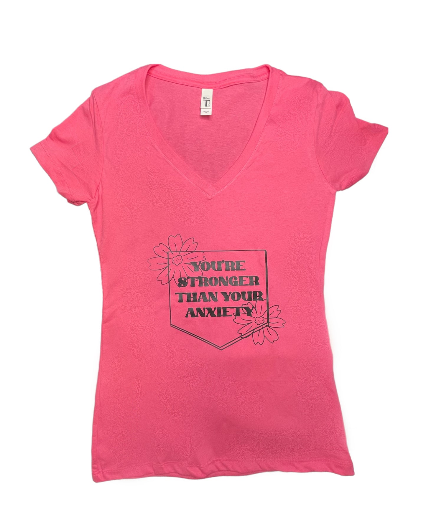 Stronger than your anxiety v neck tee